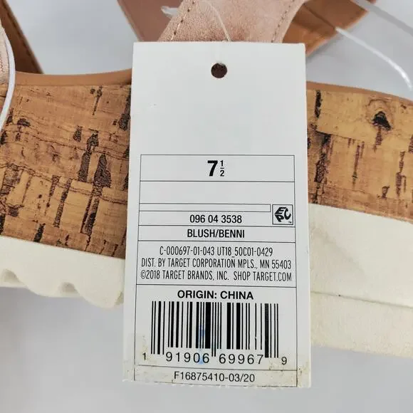 Universal Thread Womens 7.5‎ Benni Heels Sporty Platform Sandals Blush New - Picture 6 of 6